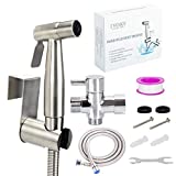 De toilette pour pulvérisateur de bidet à main en ivoire | Pulvérisateur de couches en tissu pour bébé, ensemble de salle de bain avec accessoires - Fixation pour toilettes ou mur, acier inoxydable